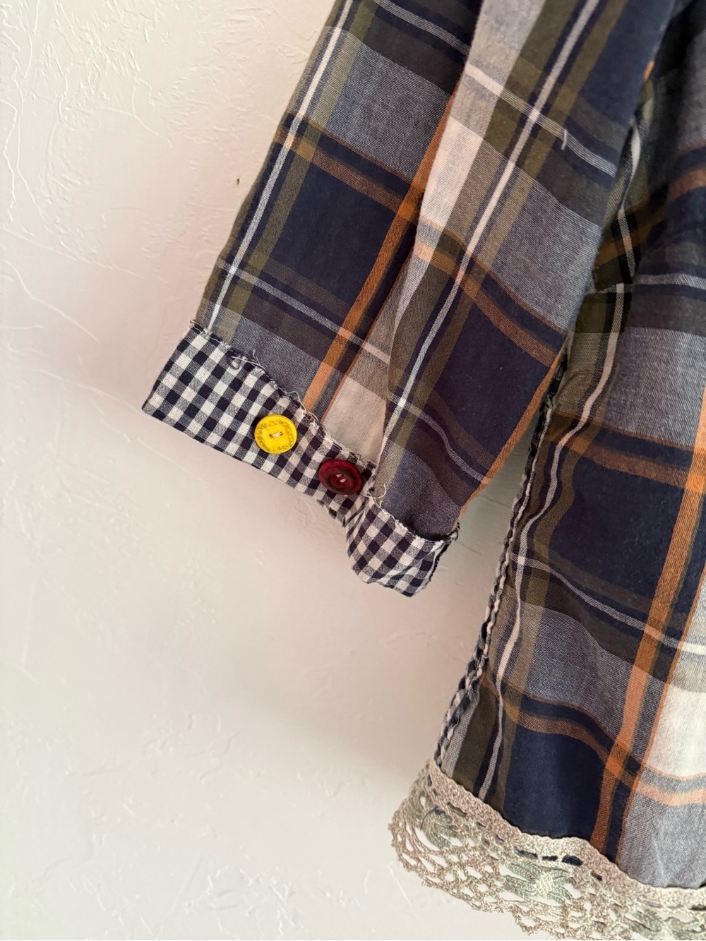 Brooks & Dunn Upcycled Plaid Shirt Blouse Large - Picture 6 of 9